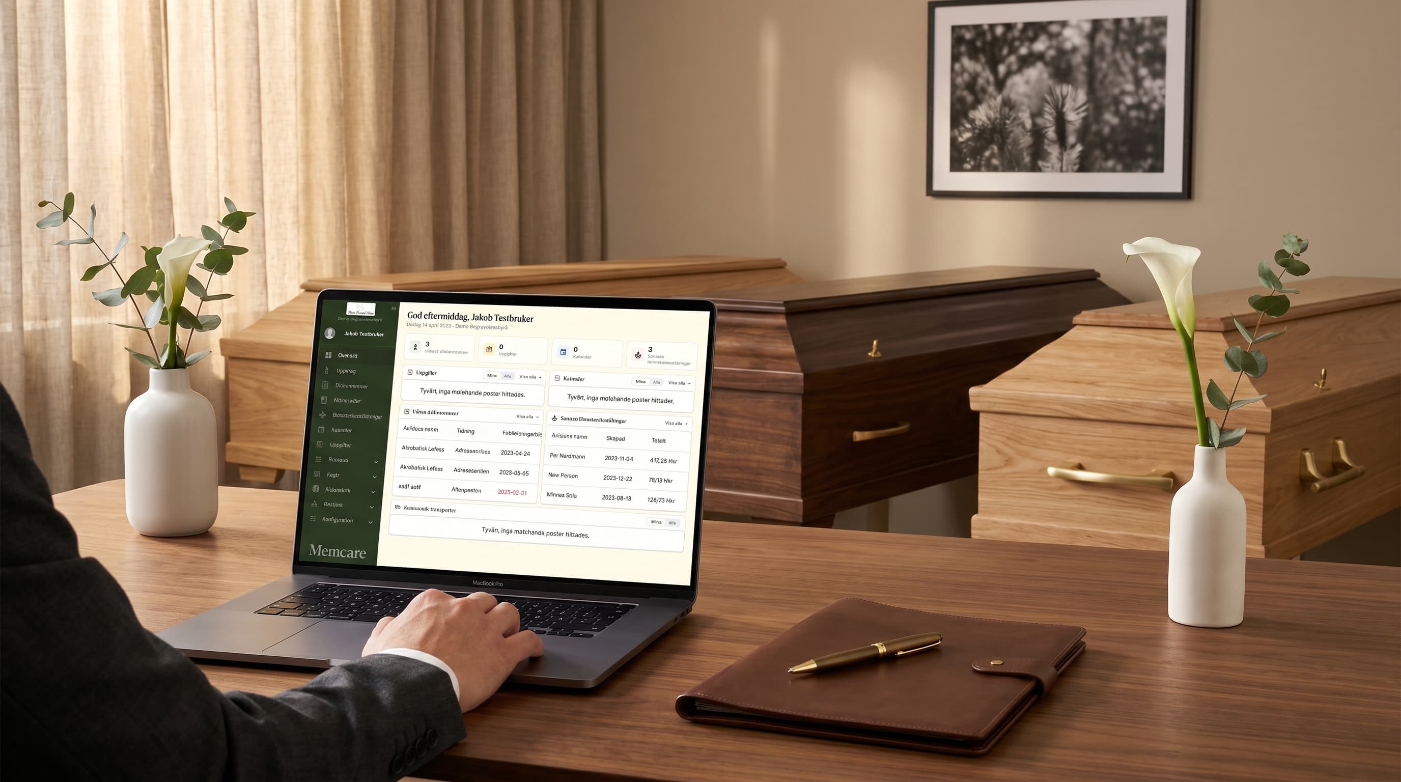 Memcare Flow — funeral management dashboard
